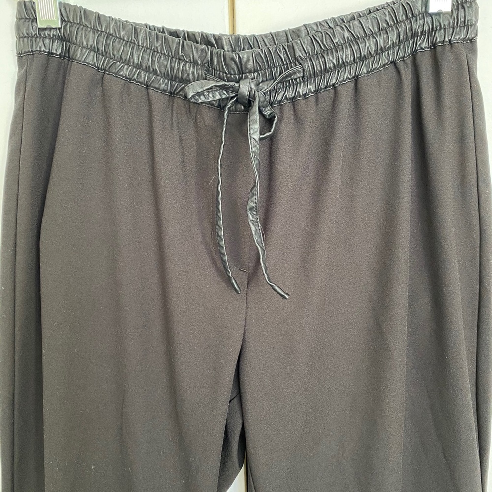 Vero Moda Black Pants Trousers With Faux Leather Waist Tie Size M